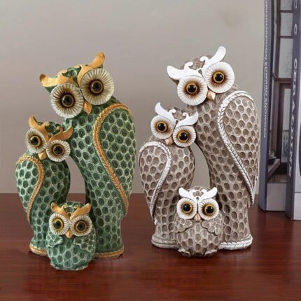 Resin Owl Family Animal Decoration,Home Decor,Living Room,Bookshelf,Wine Cooler,TV Stand Decoration