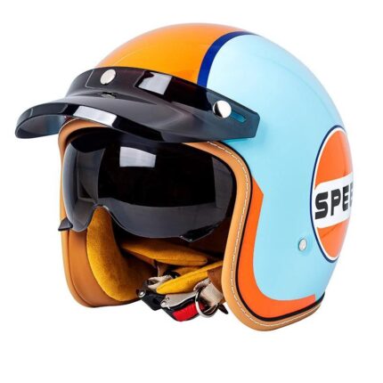 Retro Semi-Open Motorcycle Helmet Cross-Country Motorcycle Accessories Motorcycle Helmet 3/4 Retro Helmet In Winter