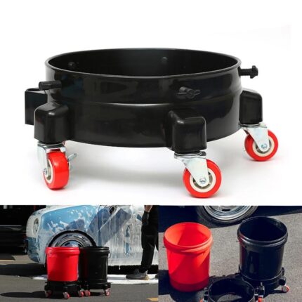 Rolling Bucket Dolly 360° Swivel Bucket Roller Removable Truck with Wheels Storage Tray Heavy Duty Car Wash Tools Accessories
