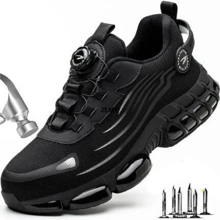 Rotary Button Safety Shoes Men Steel Toe Sneakers Puncture Proof Work Safety Boots Air Cushion Sport Work Shoes Anti-smash Boots