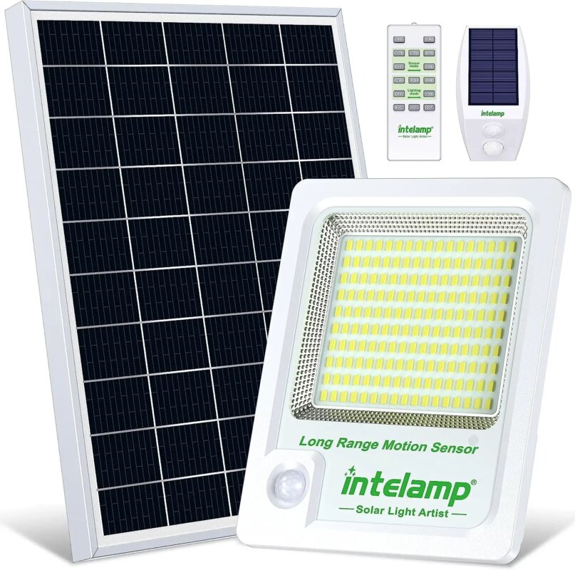 Solar Light Outdoor Motion Sensor Flood Security With Remote Control Powered Wall Dusk to Dawn Garden Porch Farm