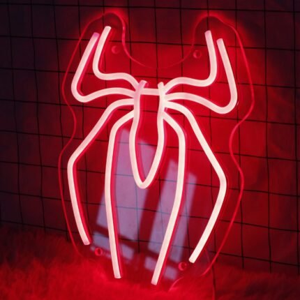 Spider Anime Neon Sign Led Light Up Sign,Neon Signs For Game Room Man Cave Bar Kids Bedroom Wall Decor Fun Birthday Gift