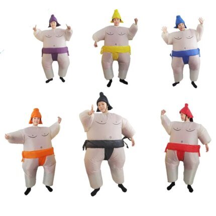 Sumo Wrestler Costume Inflatable Suit Blow Up Outfit Cosplay Party Dress for Kid and Adult