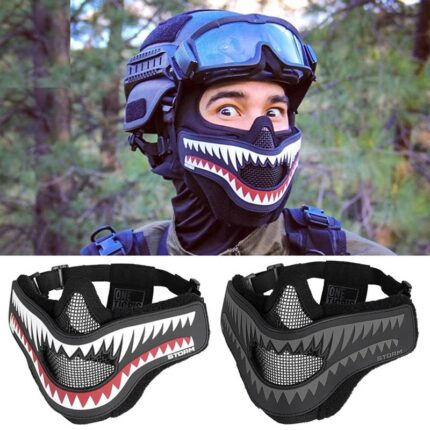 Tactical Foldable Mesh Mask XStorm Airsoft Mask & Patch Combo for Airsoft Paintball With Adjustable Elastic Belt Strap