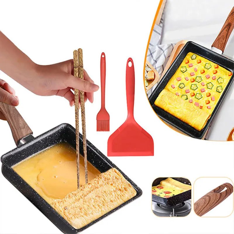 Tamagoyaki Japanese Omelette Pan Nonstick Egg Pan Skillet Rectangle Tamago Pan Small Egg Frying Pan with Cooking Tools Tamagoyaki Japanese Omelette Pan Nonstick Egg Pan Skillet Rectangle Tamago Pan Small Egg Frying Pan with Cooking Tools
