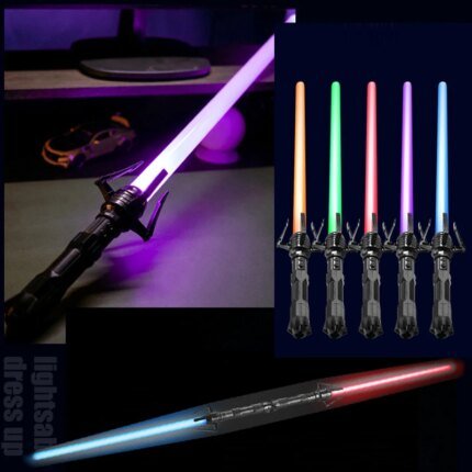 Telescopic Sword 75cm RGB Light Saber 2 In 1 7-Colors with Sound Effect
