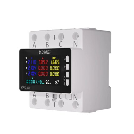 Wifi Power Energy Meter AC Monitor AC 85-290V 80A 3 Phase 4-wire DIN Rail Over Under Voltage Protector Electricity Meter