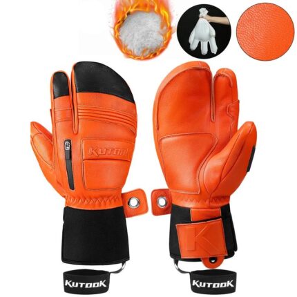 Winter Ski Gloves Goatskin Leather Mittens 3M Thinsulate Snowboard Gloves Thermal Warm Skiing Gloves Waterproof Men Women