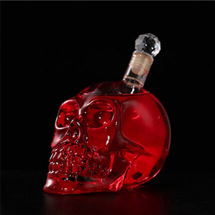 Clear Glass Skull Wine Bottle