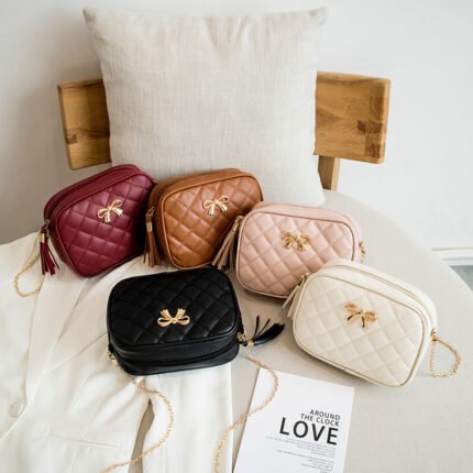 New Fashion Female Shoulder Bag Rhombus Embroidered Solid Color Chain Women’s Shoulder Crossbody Casual Trendy Phone Bag