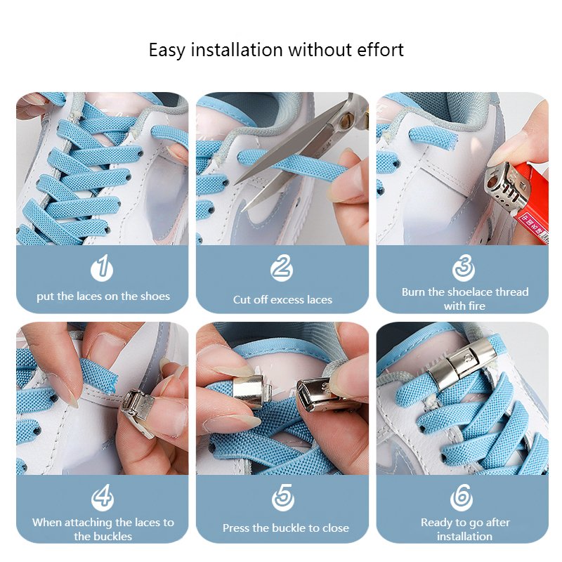 8MM No Tie Shoe Laces Press Lock Shoelaces Without Ties Elastic Laces Sneaker Kids Adult Widened Flat Shoelace for Shoes - Image 4