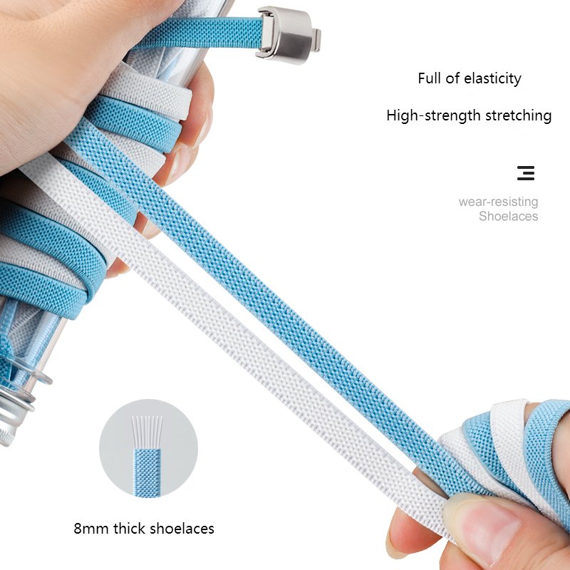 8MM No Tie Shoe Laces Press Lock Shoelaces Without Ties Elastic Laces Sneaker Kids Adult Widened Flat Shoelace for Shoes - Image 3