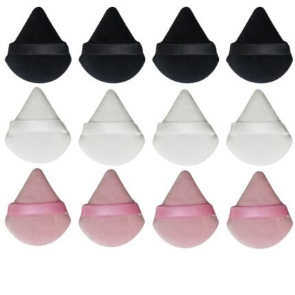 12Pcs Triangle Powder Puff Mini Face Makeup Sponge Cosmetics Soft Cotton Face Powder Puff Washable Velvet Makeup Puff Tools