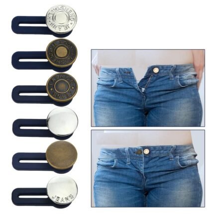 5PCS Magic Metal Button Extender for Pants Jeans Free Sewing Adjustable Retractable Waist Extenders Button Waistband Expander