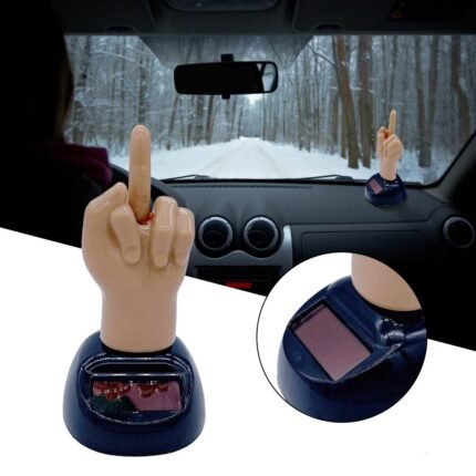 Solar Powered Mid Finger Shaking Toy Car Dashboard Dancing Figure Toy Brown Creative Car Bobbleheads Decorative Ornament