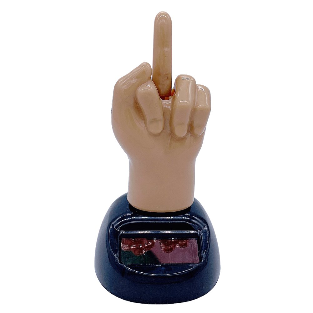 Solar Powered Mid Finger Shaking Toy Car Dashboard Dancing Figure Toy Brown Creative Car Bobbleheads Decorative Ornament - Image 3