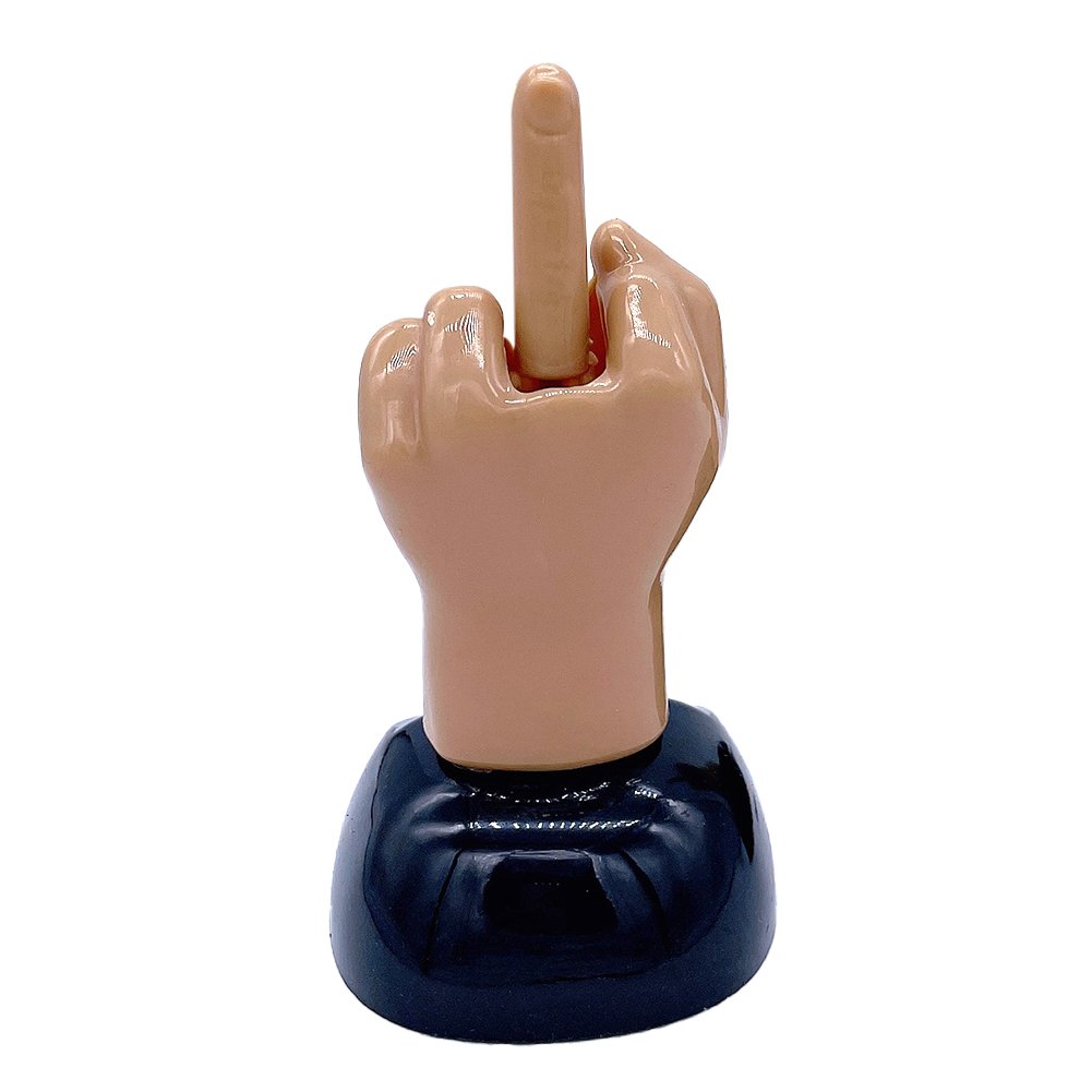 Solar Powered Mid Finger Shaking Toy Car Dashboard Dancing Figure Toy Brown Creative Car Bobbleheads Decorative Ornament - Image 4