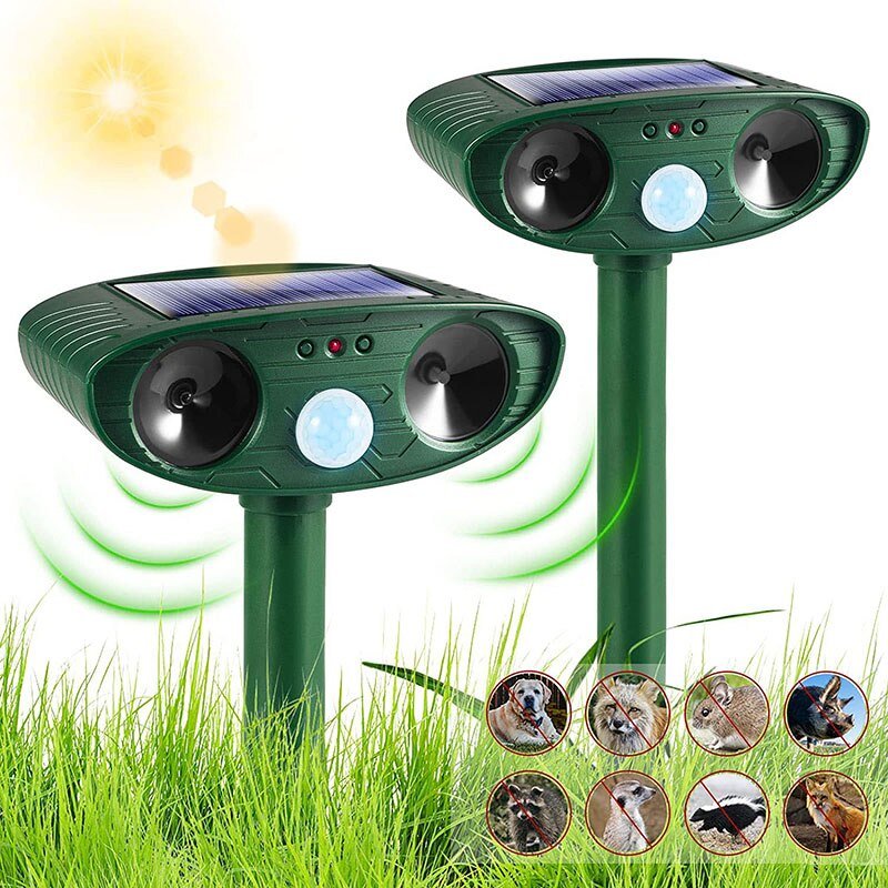 Solar Animal Repellant Ultrasonic Cat Dog Repellant Solar Powered Waterproof Animal Deterrent - Image 2