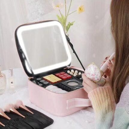 Portable Cosmetic Vanity Case with Mirror LED