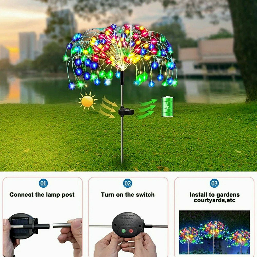 LED Solar Firework Fairy Lights Outdoor Waterproof Lawn Pathway Garden Lights For Patio Yard Party Christmas Wedding Decoration - Image 2
