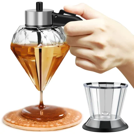 Diamond Glass Honey Dispenser 200ml Oil Dispenser with Stand Oil Bottle Vinegar and Sauce Glass Cruet Cooking Kitchen Tool