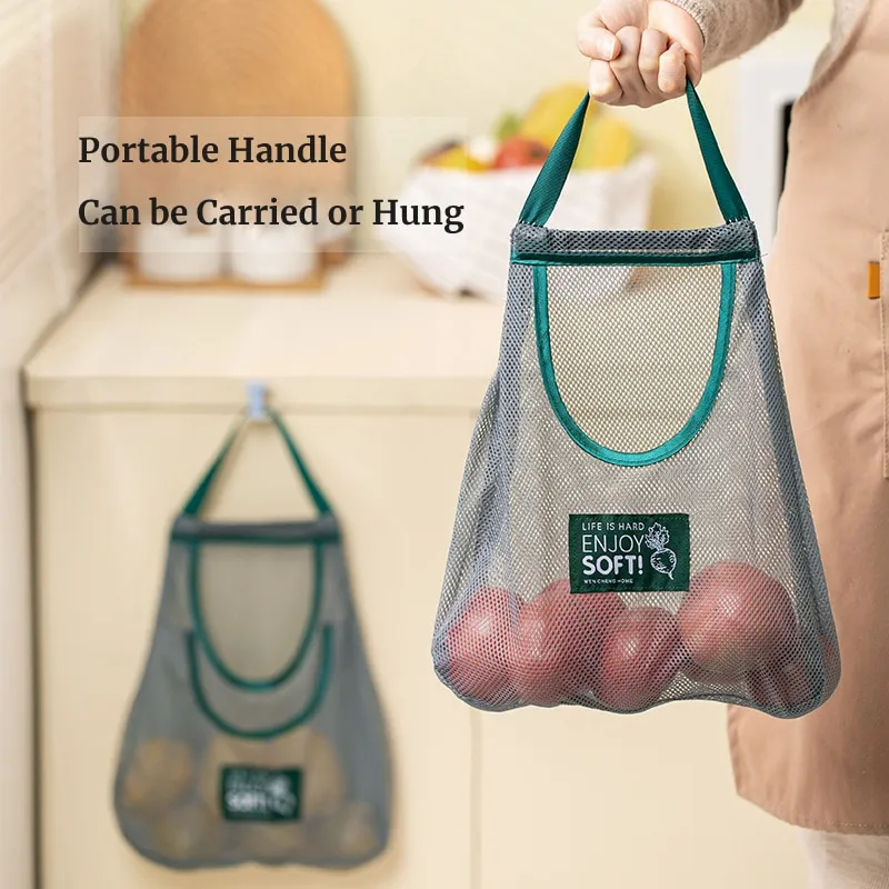 Green Multi Purpose Storage Household Hanging Bag Fruits And Vegetables Portable And Breathable Hanging Storage Bag - Image 4