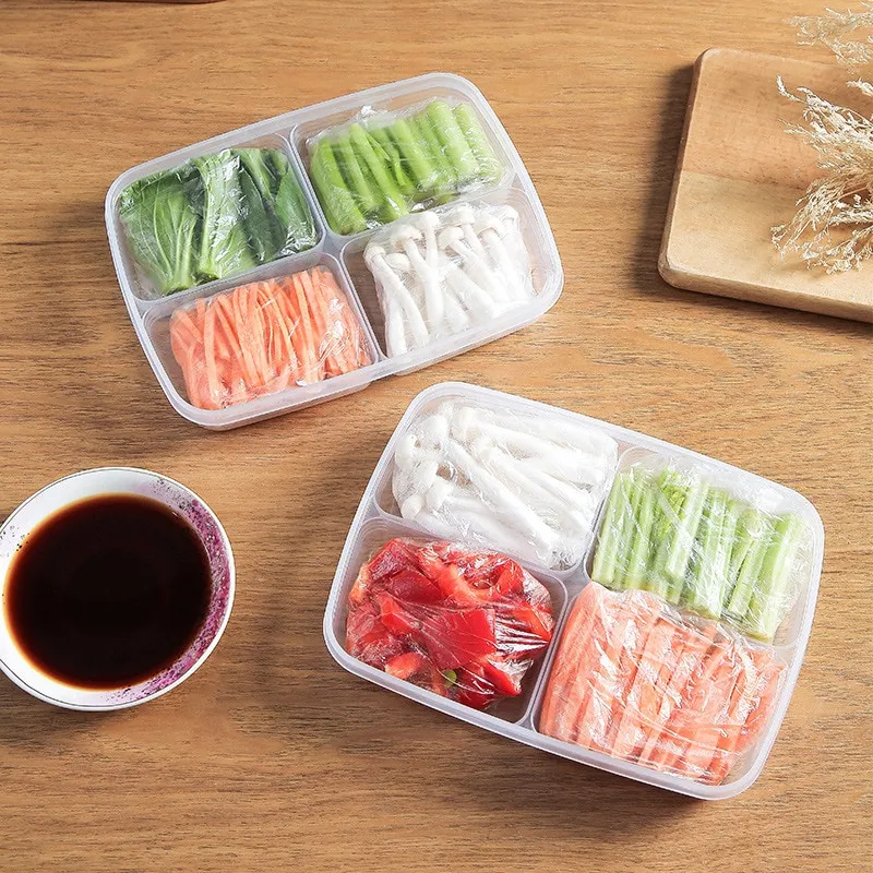 Transparent Four Grid Refrigerator Large Capacity Storage Box Frozen Meat Compartment Food Sub-packed Kitchen Tools - Image 4