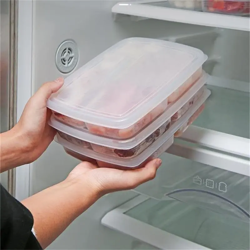 Transparent Four Grid Refrigerator Large Capacity Storage Box Frozen Meat Compartment Food Sub-packed Kitchen Tools - Image 2