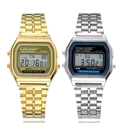 Unisex Digital Watch Sports Waterproof Bracelet Clock Gold Electronice LED Wristwatch Casucal