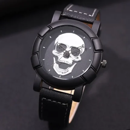 Fashion  3D Skull Watch Luxury Casual Quartz Wristwatch Sports Leather Watch
