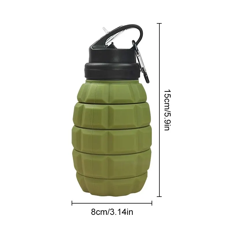 Retractable Foldable Water Bottle High Temperature Resistant Food Grade Silicone Camouflage Cycling Hiking Sports Water Bottle - Image 6