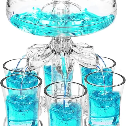 Party Drink Shot Dispenser with 6 Shot Glasses Set Acrylic Holder Drinking Game Tool Family Gathering Bar Wine Glass Set