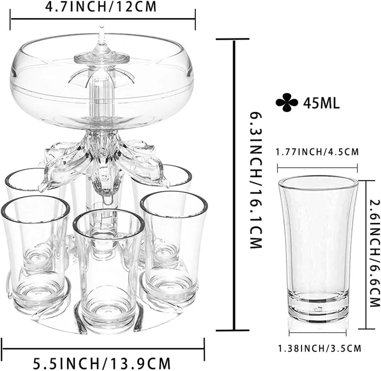 Party Drink Shot Dispenser with 6 Shot Glasses Set Acrylic Holder Drinking Game Tool Family Gathering Bar Wine Glass Set - Image 6