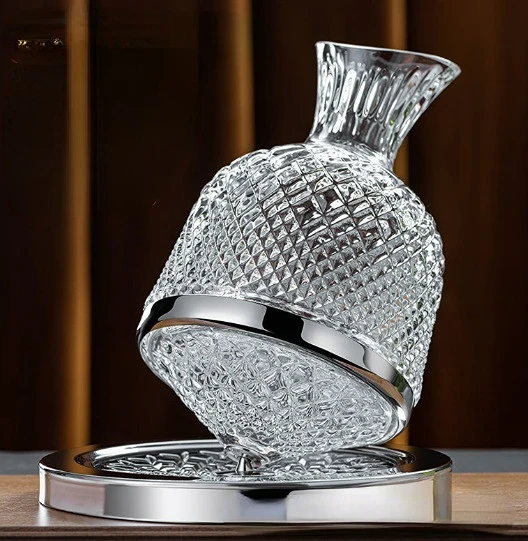 360 Rotating Wine Decanter Tumbler Design Dispenser Crystal Glass Wine Aerator Mirror Jug Gift Bar Decor Art Glassware 1500ML - Image 3