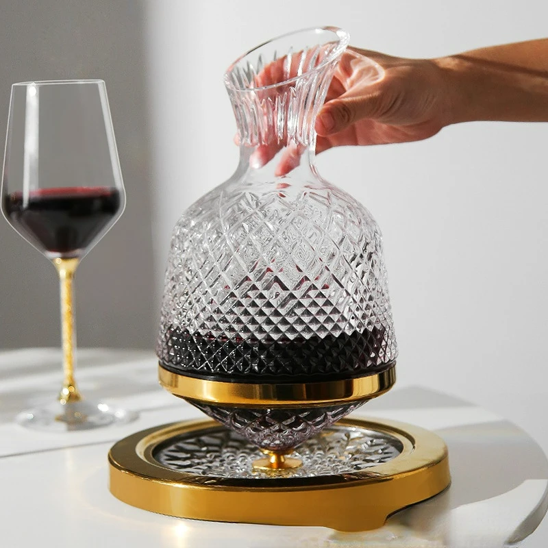 360 Rotating Wine Decanter Tumbler Design Dispenser Crystal Glass Wine Aerator Mirror Jug Gift Bar Decor Art Glassware 1500ML - Image 4