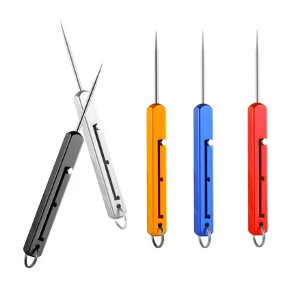 Portable EDC Retractable Toothpick High Strength Titanium Alloy Spring Push-pull Fruit Pick Gift Keychain Pendant Tooth Pick