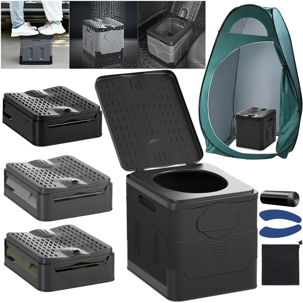 Portable Folding Toilet for Camping Travel Folding Car Emergency Toilet with Cover Seat Toilet Reusable Toilet - Image 2