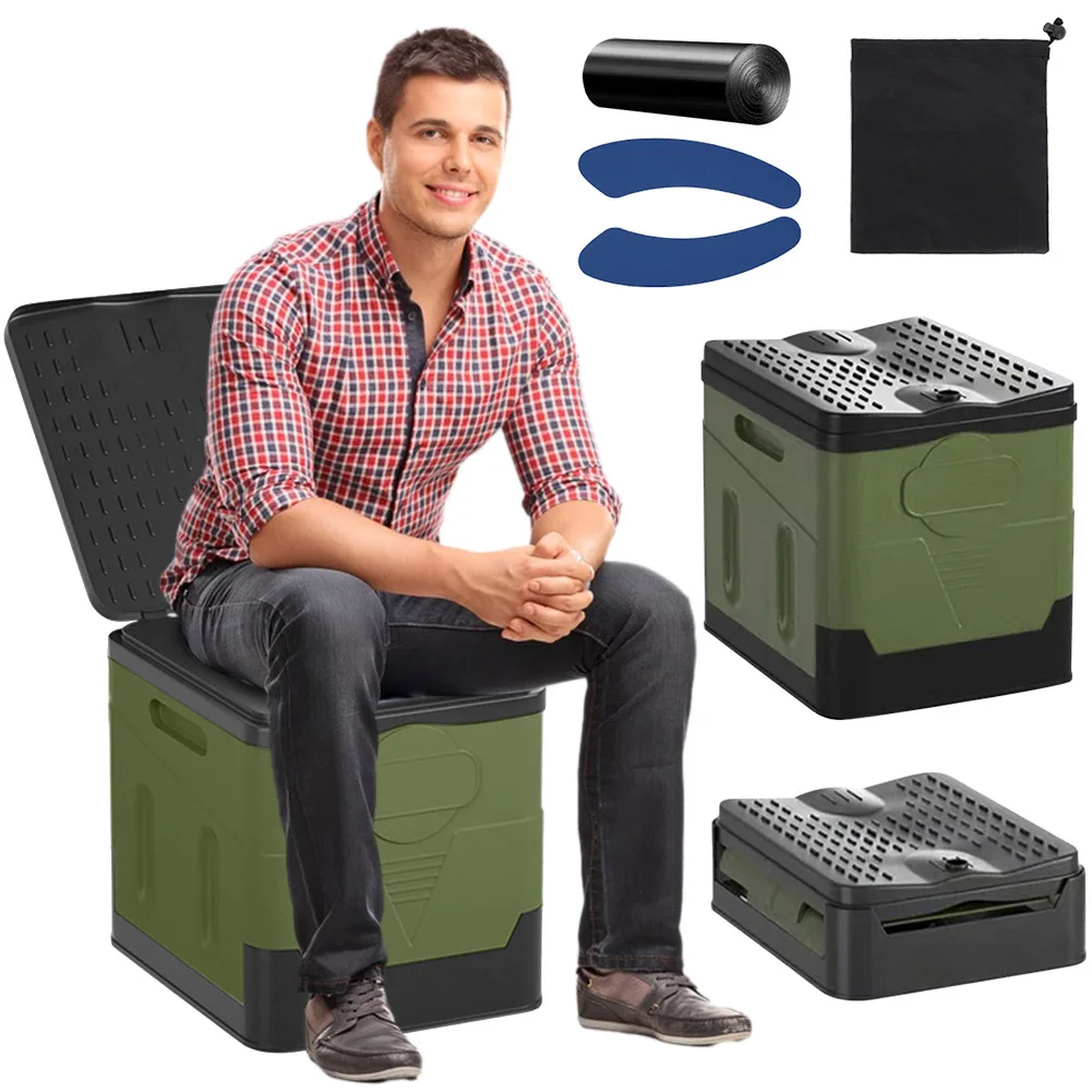 Portable Folding Toilet for Camping Travel Folding Car Emergency Toilet with Cover Seat Toilet Reusable Toilet