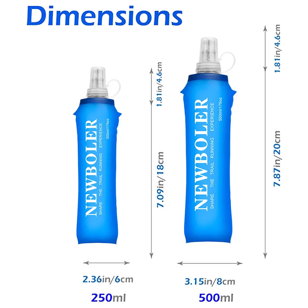 Collapsible Water Bottle Running 250ml or 500ml TPU Folding Soft Flask Sport Water Bottle Water Bag Collapsible Water Bottle Running Camping Hiking - Image 2