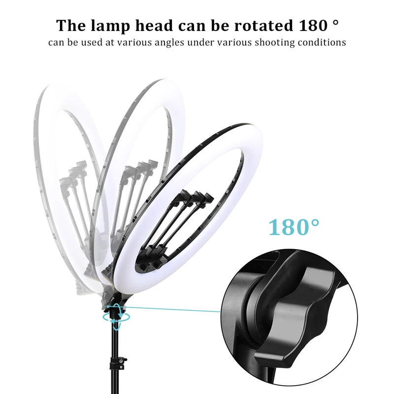 22″ LED Light Rings 3200-6500K Color Temperature 0-100% Brightness With 2M Power Cable Lamp For Make Up/Photo Studio Shooting - Image 4