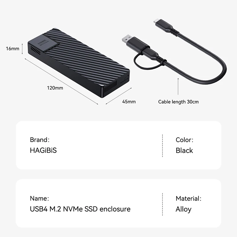USB 4.0 40Gbps M.2 NVMe SSD Enclosure Compatible with Thunderbolt 4/3 USB 3.2/3.1/3.0 ASM2464 External Hard Drive Case - Image 7