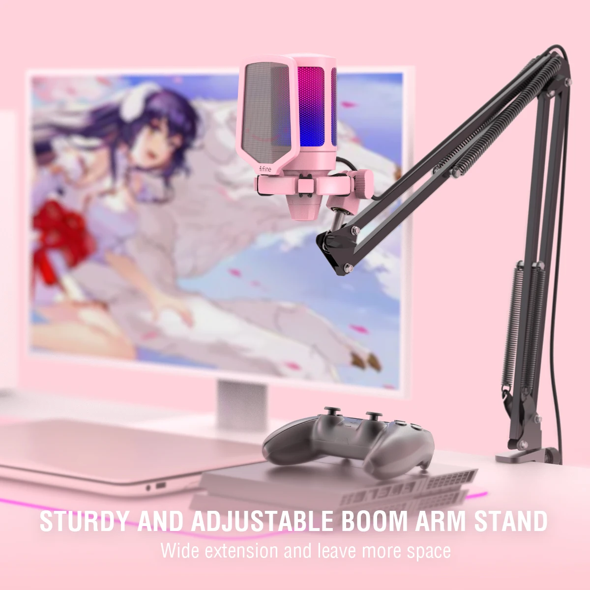 USB Gaming Microphone Kit for PC PS4 PS5 Condenser Cardioid Mic Set with Mute Button with RGB and Arm Stand for Streaming Video - Image 5