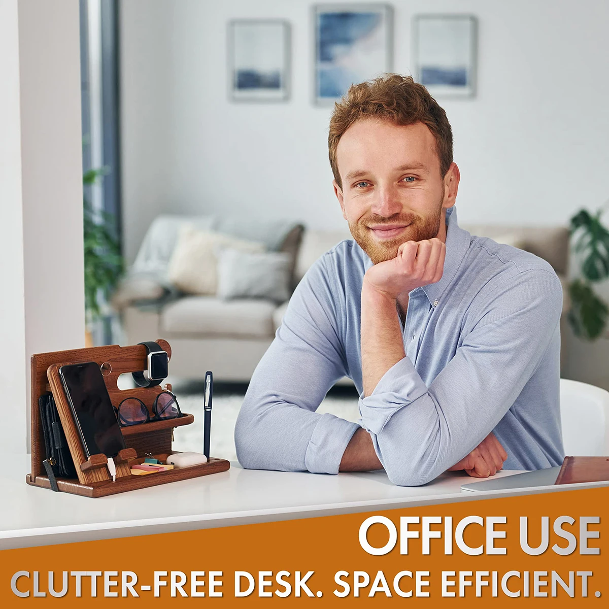 Multi-functional Wooden For the Phone, Glasses, Watches, Keys, and other items Extension Base Father’s Gift Bedside Table Desktop Organizer Storage Rack Mobile Phone Holder - Image 4