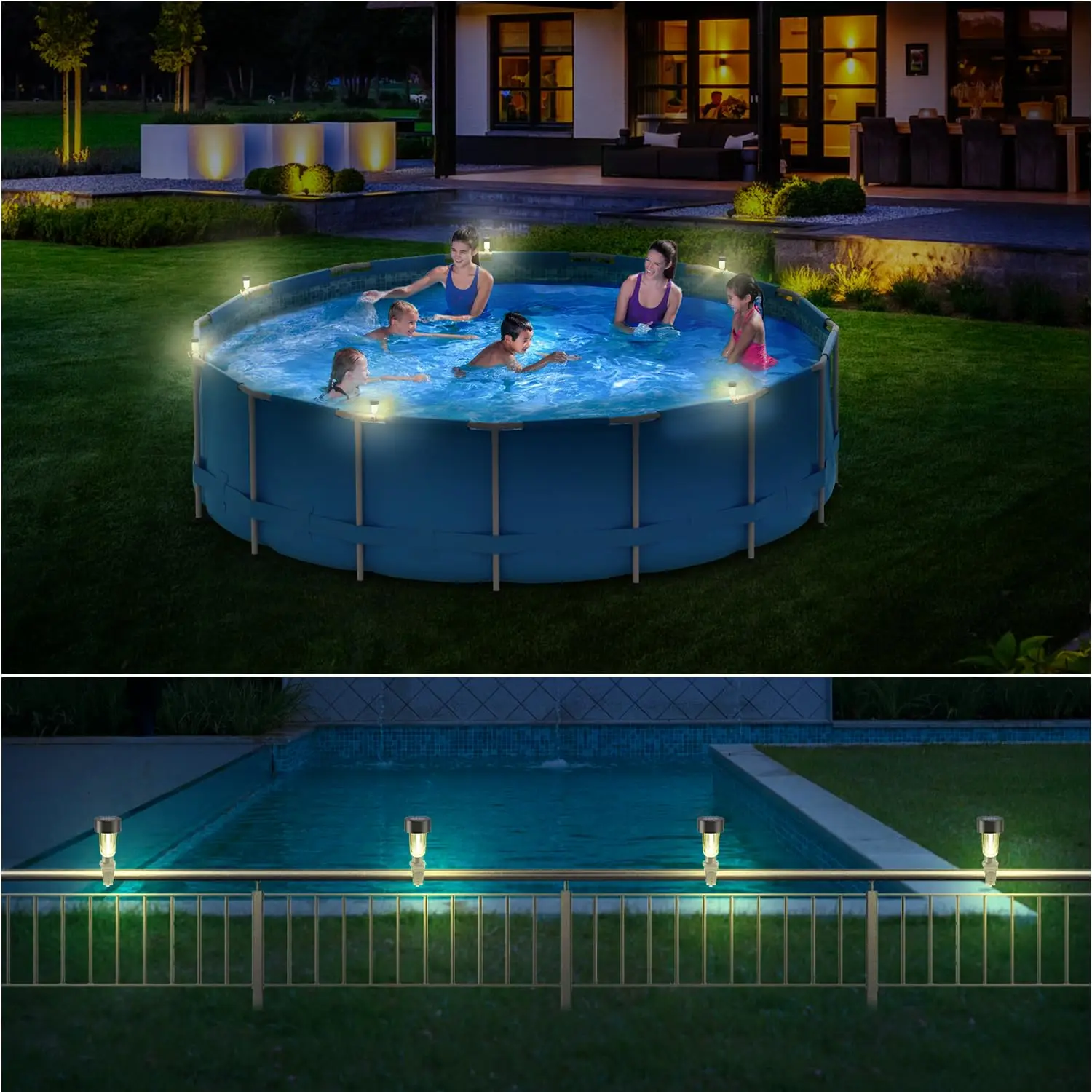 6 Packages Solar Pool Light Frame On The Ground For Swimming Pool Outdoor Pool Fence Decorative Accessories Waterproof LED - Image 2