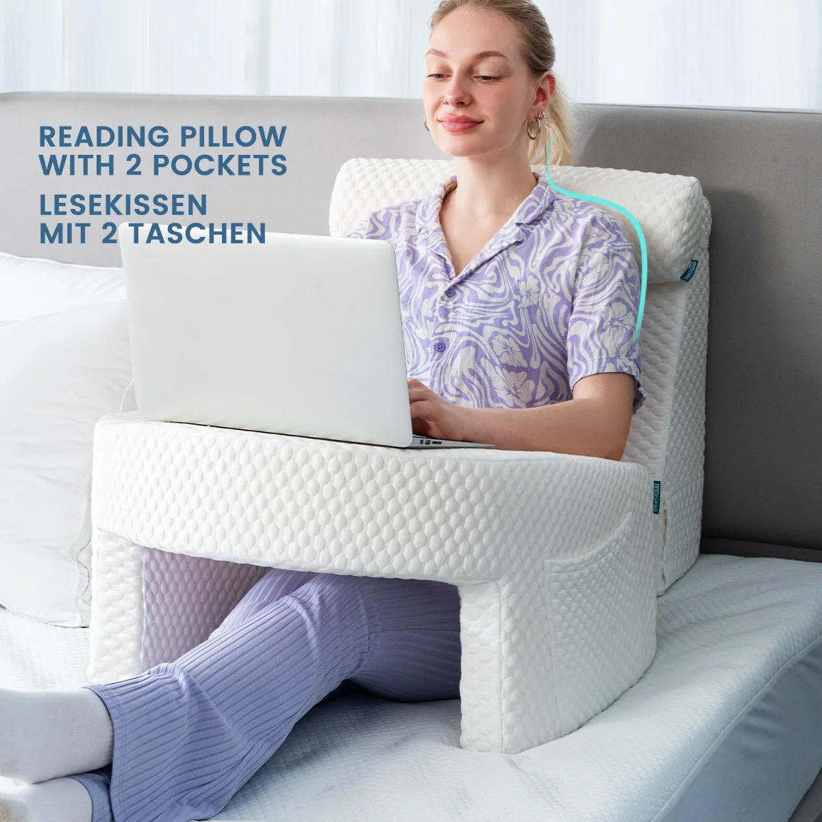 Soft Reading Pillow, Arm Rest Lap Desk Pillow for Gaming,Working, Sitting in Floor Sofa,with Removable and Washable Cover - Image 2