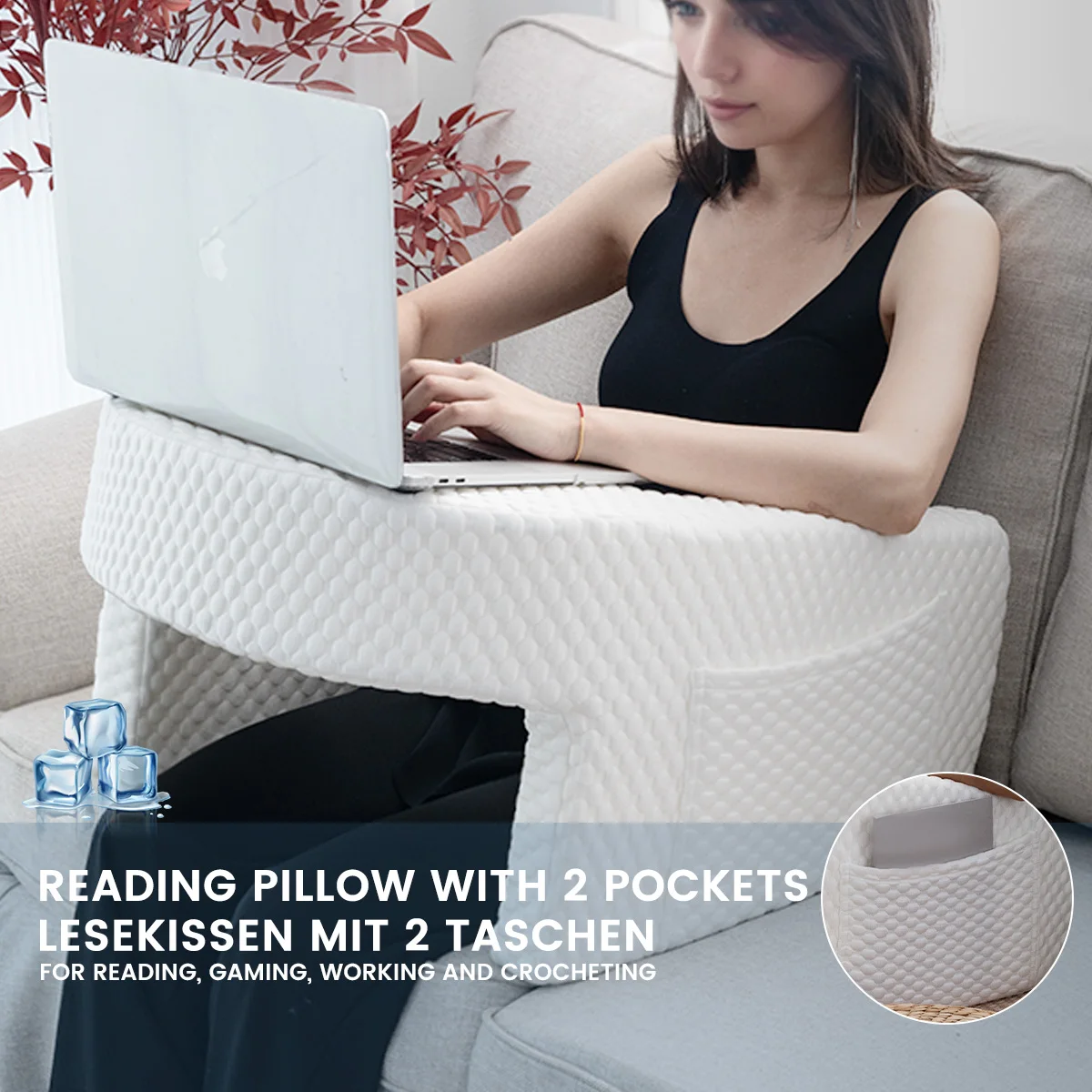 Soft Reading Pillow, Arm Rest Lap Desk Pillow for Gaming,Working, Sitting in Floor Sofa,with Removable and Washable Cover - Image 4