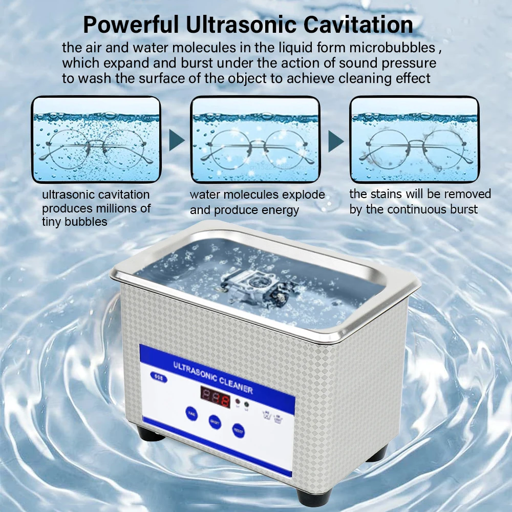 Ultrasonic Cleaner Ultrasound Glasses Jewelry Cleaner 40KHZ High Frequency Ultrasonic Washing Bath for Glasses Jewelry Cleaning - Image 4
