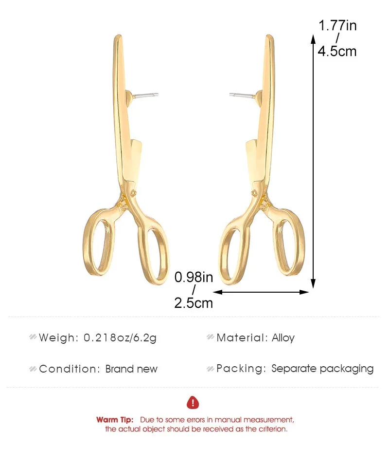 Fashion Creative Retro Scissors Ear Studs for Women Personalized Women Hip Hop Rock Party Holiday Gift Perforated Earrings - Image 6