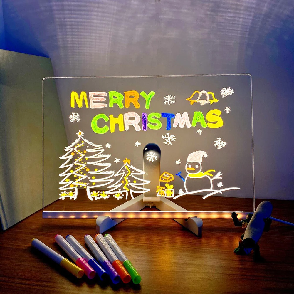 Light Up Dry Erase Board LED Letter Message Board With 7 Colorful Pens with Light Acrylic Drawing Board for Office School Home - Image 6