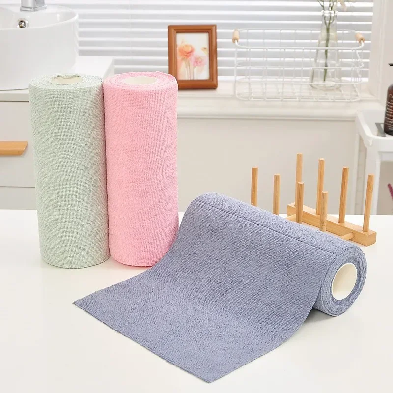 Reusable Cleaning Wipe Household Kitchen Cloth Microfiber Towel Rolls Dish Rags Wash Paper Towel Replacement 1 Roll of 20 Sheets - Image 3